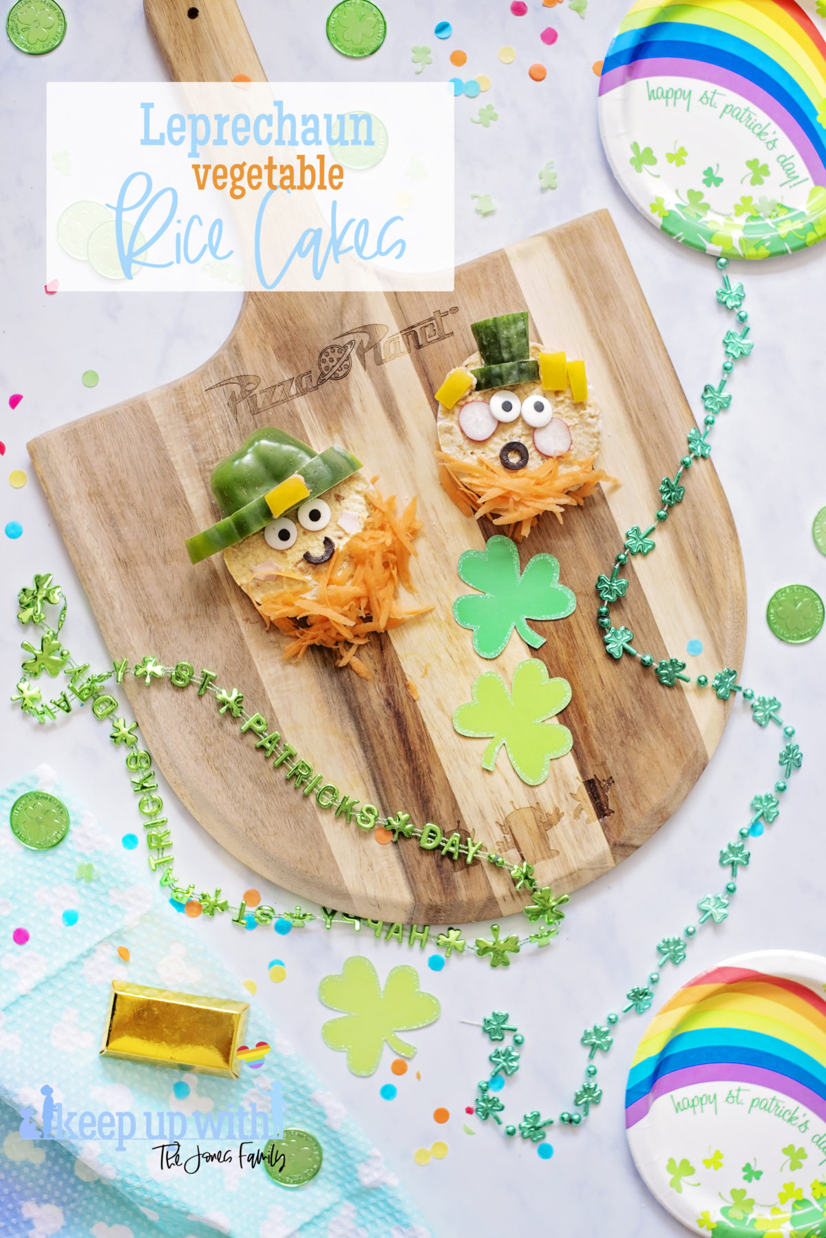 raw vegetable rice cake snacks st.patrick leprechaun
