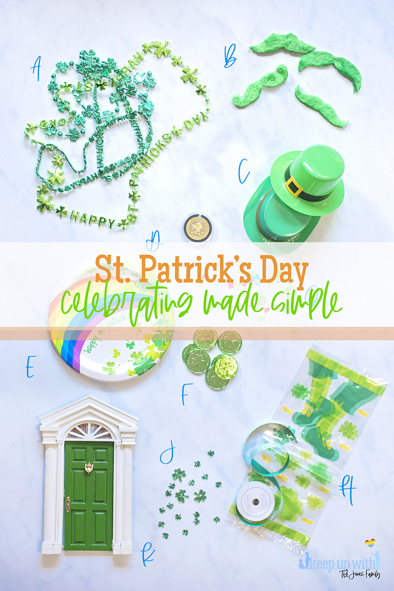 St Patricks Day Made Easy, paper plate, shamrock necklaces, leprechaun door, irish coins, all of the ingredients of a fun celebration